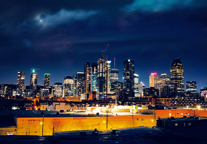 Vue spectaculaire de la ville de Montréal.